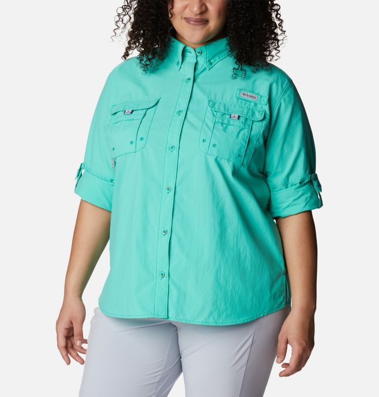 Camasa Columbia PFG Bahama Long Sleeve Dama Turcoaz | Plus Size CAAS19M07